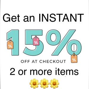 15% off bundles of 2 or more instantly in your bundle Discount Sale 5/$15 items